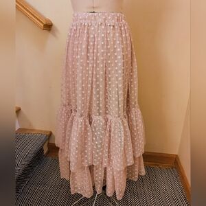 Girls Size 8 Maxi Pink Polka Dot Skirt